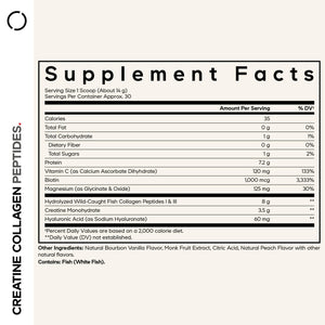 Codeage Creatine Collagen Peptides - Creatine Monohydrate Powder Supplement, Wild-Caught Marine Collagen, Biotin, Magnesium, Vitamin C, Hyaluronic Acid - Vanilla Flavored - Non-GMO - 15 Oz CodeageBuy Supplements Australia