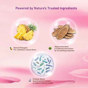 QZQHUA Women's Probiotics Gummies with Slippery Elm – Vaginal Health, Gut Health & pH Balance Support, Pineapple Flavor – Gluten Free, Vegan (30 Servings)(Q2)