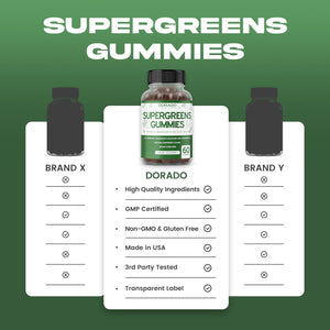 Supergreens Gummies (60 Count) Daily Greens Gummies - Greens Supplements with 8 Ingredient Power Blend - Superfood for Immunity Support for Adults - Third Party Tested, Vegan & USA Made (Pack of 2) DORADO NUTRITION buy supplements Au