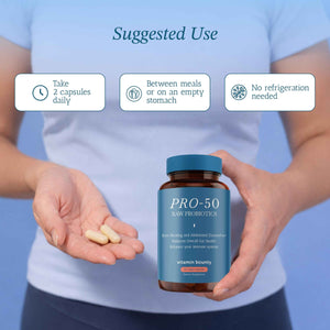 Vitamin Bounty Pro-50 Probiotic 50 Billion CFU - 13 Strain Supplement for Men & Women + Prebiotics - Digestive Health & Gut Support - Lactobacillus & Bifidobacterium - Delayed Release Capsules, 2 Pack