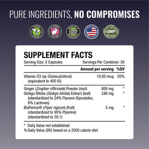 Approved Science VertiSyl - Ginkgo Biloba, Ginger, Vitamin D3, BioPerine - 60 Capsules - 1 Month Supply Approved ScienceBuy Supplements Australia