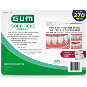 GUM Soft-Picks Original – Easy-to-Use Interdental Picks for Plaque Removal & Gum Health with Convenient Carry Case