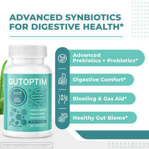 GutOptim Probiotic & Prebiotic Capsules | Pre and Probiotics for Synbiotic Gut Health & Bloating Relief for Women & Men | Enzyme with Probiotics for Digestive Health | Non-GMO, 60 Ct, 3 Month Supply Nature’s NutriWaveBuy Supplements Australia
