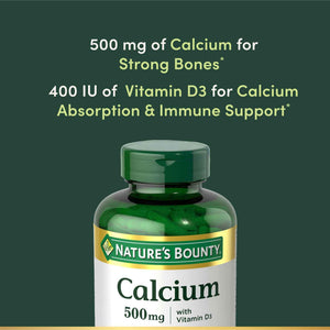 Nature’s Bounty Calcium Plus 400 IU Vitamin D3, Immune Support & Bone Health, 300 Tablets
