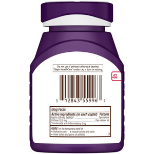 Bayer Extra Strength 500mg Aspirin Plus Caffeine for Powerful Pain Relief, 200 Coated Caplets BayerBuy Supplements Australia