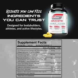 Granite Joint Care: Premium UC-II Collagen, Turmeric Curcumin C3, AKBA Boswellia + More - All-in-One Support for Joint Mobility, Comfort & Strength (60ct) Granite SupplementsBuy Supplements Australia