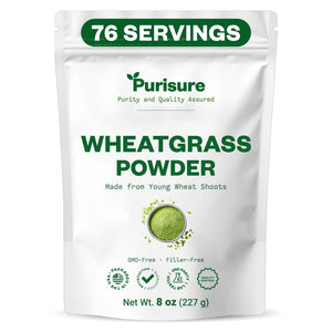 Purisure Wheatgrass Powder, 8oz, Wheat Grass Powder, Green Superfood for Salads, Smoothie and Shakes, Superfood Powder Rich in Immunity Vitamins, Fiber and Minerals, 76 Servings PurisureBuy Supplements Australia
