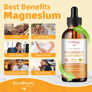 GREENPEOPLE Magnesium Glycinate Liquid Drop - 17-in-1 4Fl. Oz Triple Magnesium Complex Supplement with Glycinate 400mg & Citrate 500mg Taurate/L-Theanine for Calm Mood/Muscle/Sleep,Pineapple Flavor GREENPEOPLEBuy Supplements Australia