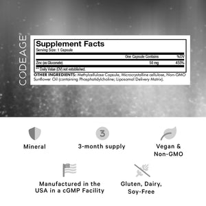 Codeage Liposomal Zinc Supplement – 3 Month Supply – One Per Day - 50 mg Zinc Gluconate Vitamin Pills - Essential Mineral Supplements Liposomal Delivery Matrix - Vegan Non-GMO - 100 Capsules CodeageBuy Supplements Australia