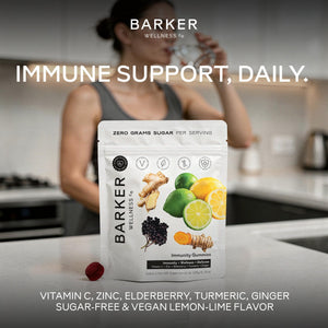 Barker Wellness Immunity Gummies with Vitamin C, Zinc, Elderberry, Turmeric & Ginger for Daily Immune Support | Vegan, Sugar-Free, Lemon-Lime Flavor | Seasonal Wellness Essentials, 60 Count Barker Wellness CoBuy Supplements Australia