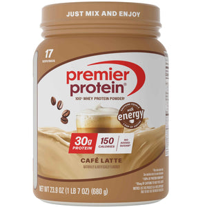 Premier Protein Powder, Café Latte, 30g Protein, 95mg Caffeine for Energy, No Added Sugar, 100% Whey Protein, Keto Friendly