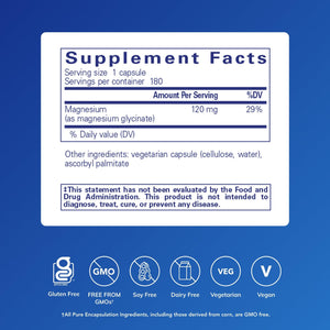 Pure Encapsulations Magnesium (Glycinate) - Supplement to Support Stress Relief, Sleep, Heart Health, Nerves, Muscles, and Metabolism* - with Magnesium Glycinate - 180 Capsules Pure EncapsulationsBuy Supplements Australia
