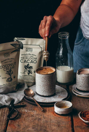 Anima Mundi Heirloom Cacao Powder - Organic Ancestral Seeds - Single Origin Ecuador Cacao Arriba Superfood for Ceremonial Rituals - Antioxidant-Rich