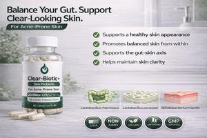 Acne Pills Probiotic Acne Supplements for Teens & Adults - Hormonal Acne Vitamins, Gut Health for Clear Skin, Non-GMO (60 Capsules) Gut Skin Axis Clear-BioticBuy Supplements Australia