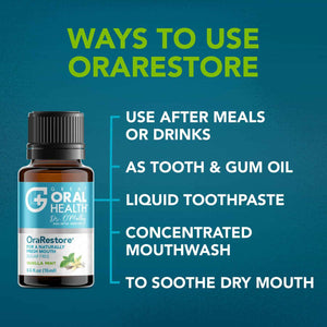 OraRestore Bad Breath Treatment for Adults Halitosis: Dentist Formulated Oral Rinse Concentrate Tooth Oil Liquid Toothpaste, Fresh Breath Mouthwash for Dry Mouth