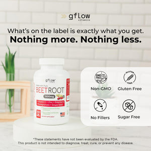 gflow vitamins Beet Root Capsules Organic - All Natural with Vitamin C and Zinc - Supports Heart Health & Stamina, Non-GMO, 180 Vegetarian Capsules | Made in USA gflow vitaminsBuy Supplements Australia