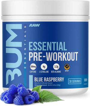 RAW Nutrition - Essential Pre - Chris Bumstead Pre Workout Formula, Sports Nutrition Pre-Workout Powders | Men & Womens Drink, Energy Powder for Working Out (Blue Raspberry)