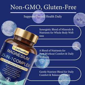 25-in-1 Magnesium Complex | Multi-Form Absorbable Blend for Daily Nutritional Support, 120 Vegan Caps (1) PBZPBZ buy supplements Au