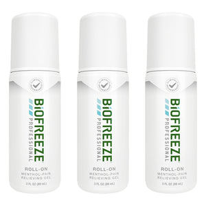 Biofreeze Professional Pain Relief Roll On, Travel Size Arthritis Discomfort Reliever, Fast Acting & Long Lasting Formula, Cooling Menthol Gel 3 Fl Oz (Pack of 3) BiofreezeBuy Supplements Australia