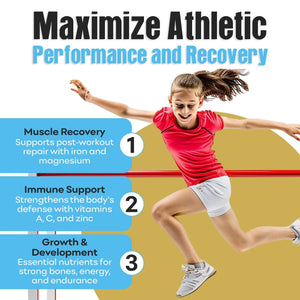 Youth Athletic Gummies – Kids Multivitamin Gummies with Essential Nutrients, Immune & Energy Support, Vegan & Gelatin-Free IMPACT