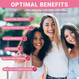 Wiszeen Sugar Free Methylated Multivitamin for Women Gummies, Biotin, Collagen, Calcium, Magnesium, Inositol, Folate, Iron, Vitamin A, C, D, E Wiszeen