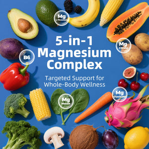 5 in 1 Magnesium Complex, 976mg Complex with Magnesium Glycinate, Citrate, Malate & L-Threonate, Vitamin B6 for High Absorption, Third Party Tested, Gluten-Free, Easy-Swallow Vegan Capsule PeakVigor buy supplements Au