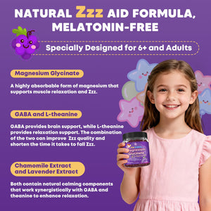 Sugar Free Magnesium Glycinate Gummies for Kids & Adults - Zzz Support, Relaxation & Cognition Support, 200/400mg Magnesium Gummies with L-Theanine, GABA, Calcium, B6, D3, C & K2, Grape Flavor, 60 Ct JIANKYTZBuy Supplements Australia