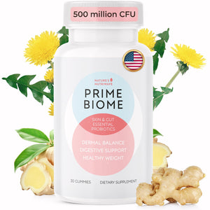 Nature’s NutriWave PrimeBiome Probiotic Gummies – Plant-Based Blend with Inulin, Lion’s Mane, Ginger & More– Non-GMO, No Stimulants, GMP Certified – 30 Gummies, 1 Month Supply Nature’s NutriWave buy supplements Au