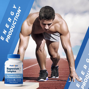 5 in 1 Magnesium Complex, 976mg Complex with Magnesium Glycinate, Citrate, Malate & L-Threonate, Vitamin B6 for High Absorption, Third Party Tested, Gluten-Free, Easy-Swallow Vegan Capsule PeakVigor buy supplements Au