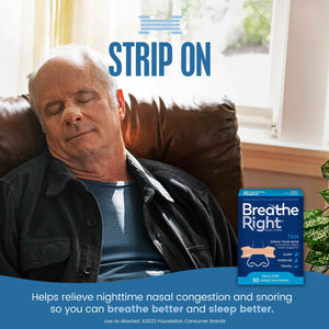 Breathe Right Nasal Strips, Extra Strength Tan Nose Strips, Drug-Free Nasal Congestion Relief for Better Breathing, Help Relieve Snoring,
