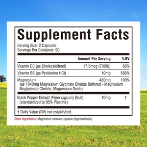 Innate Vitality Magnesium Glycinate Complex, 420mg Elemental Magnesium Per Serving, Enhanced Absorption, Black Pepper, Vitamin D3 & B6, Sleep Mood Bone Nerve Support, 180 Caps Innate VitalityBuy Supplements Australia