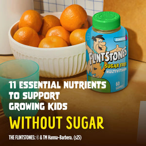 Flintstones Multivitamins for Kids, Sugar Free Kids Multivitamin Gummies, with Vitamins A, C, E, B6 & B12, Raspberry Flavored Gummy Vitamins, 60 Count Flintstones Vitamins