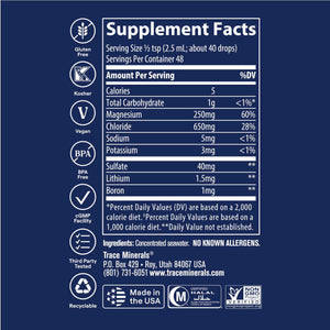 Trace Minerals ConcenTrace Trace Mineral Drops | Supports Energy, Digestion, Bone Health & Hydration, 70+ Ionic w/Magnesium, Chloride & Potassium