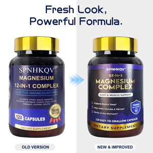 SPNHKQV Magnesium 12-in-1 Complex Supplement – 700mg High Absorption Magnesium Glycinate Capsules for Women & Men – Muscle, Nerve & Sleep Support – 120 Vegan Capsules SPNHKOV buy supplements Au
