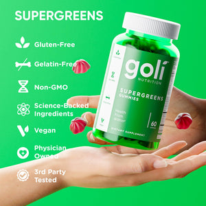 Goli Supergreens Gummies with Probiotics - Artichoke Leaf Extract, Spirulina, Kale, Vitamins A, B6, B12 - Vegan, Gluten-Free, Non-GMO GoliBuy Supplements Australia