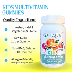 Go Healthy Kids Multivitamin Gummies, Immune Support, Kids Vitamin Gummies, Kosher Kid Vitamin, Halal Go Healthy Natural