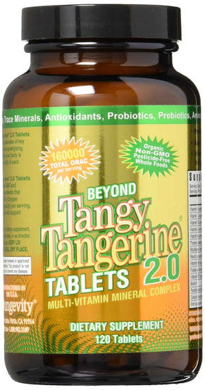 Youngevity Beyond Tangy Tangerine 2.0 Multi-Vitamin & Mineral Complex - Made with Natural & Whole Foods | 160,000 ORAC | 120 Tablets | 1 Bottle