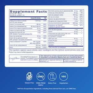 Pure Encapsulations O.N.E. Multivitamin - Once Daily Multivitamin with Antioxidant Complex Metafolin, CoQ10, and Lutein to Support Vision, Cognitive Function, and Cellular Health* - 120 Capsules Pure EncapsulationsBuy Supplements Australia