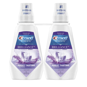 Crest 3D White Mouthwash, Teeth Whitening for Adults, 1L, 2 Pack, Alcohol Free Mouth Rinse, Breath Freshener, Antibacterial, Antiseptic,