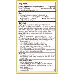 Bayer Aspirin Extra Strength, Aspirin 500mg, Pain Relief Pills, Fever Reducer and Headache Relief for Adults, 100 ct BayerBuy Supplements Australia