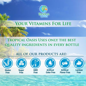 Tropical Oasis Mega Plus - Liquid Multivitamin and Mineral Supplement – Includes 85 Vitamins & Minerals, 20 Amino Acids + CoQ10, Grape Seed Extract & Organic Aloe Vera - 32oz, 32 Servings, 33460 Tropical OasisBuy Supplements Australia