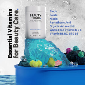 Codeage Biotin Supplement with Vitamin C, Vitamin E, Vitamin B6, Niacin, Folate, Organic Food Blend, Phytoceramides, Astaxanthin, Selenium - Beauty Tonic - Hair, Skin, and Nail Support - Vegan, 90 Ct CodeageBuy Supplements Australia