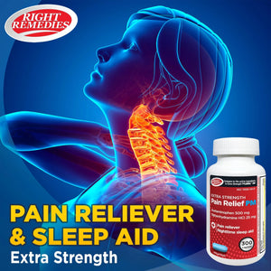 Right Remedies Extra Strength Pain Relief PM & Nighttime Sleep Aid Caplets,(300 count), Acetaminophen 500 mg & Diphenhydramine HCl 25 mg, Non-Habit Forming, Compare to Active ingredients of Tylenol PM RIGHT REMEDIESBuy Supplements Australia