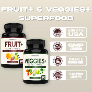 Fruit and Veggies Supplement (180 Capsules) Superfood Fruits and Vegetables Supplements for Adults - Premium Super Food for Energy and Immune Support - Veggies Capsules - Non-GMO & Vegan - USA Made DORADO NUTRITIONBuy Supplements Australia