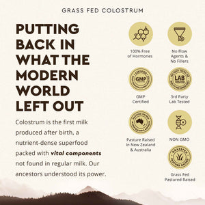 Ancestral Supplements Grass Fed Beef Colostrum Supplement, 3000 mg, Offers Immune Support and Promotes Gut Health, Athletic Performance, Healthy Iron Levels