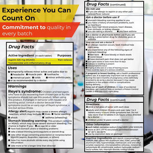TIME-Cap Labs 1000 Regular Strength Aspirin 325mg – Delayed Release Enteric Coated Tablets for Minor Aches and Pains, NSAID Pain Reliever & Fever Reducer for Adults and Children 12 Years and Older TIME-CAP LABS, INC.Buy Supplements Australia