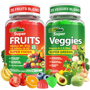 Super Greens Gummies, Daily Green Superfood Supplement w/Spirulina, Chlorella, Mushrooms, Probiotics, Multivitamins, 50+ Super Greens & Veggies Gummies to Boost Immunity, Energy & Gut Health, 120cts EnvyCureBuy Supplements Australia