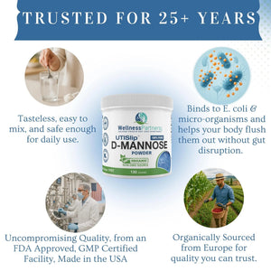 Now New UTI-Slip D Mannose Non GMO Organic Source Powder 130g jar. WellnessPartnersBuy Supplements Australia