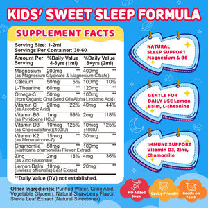 Kids Magnesium Glycinate Liquid Drops – with L-Theanine, Omega-3, Vitamins B6 & D3, Zinc & Calcium – for Sleep Support, Relaxation, Focus & Brain, Bones – Strawberry Flavor, 2 Fl Oz GZ HAOYUANBuy Supplements Australia