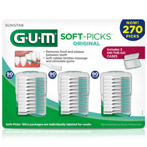GUM Soft-Picks Original – Easy-to-Use Interdental Picks for Plaque Removal & Gum Health with Convenient Carry Case